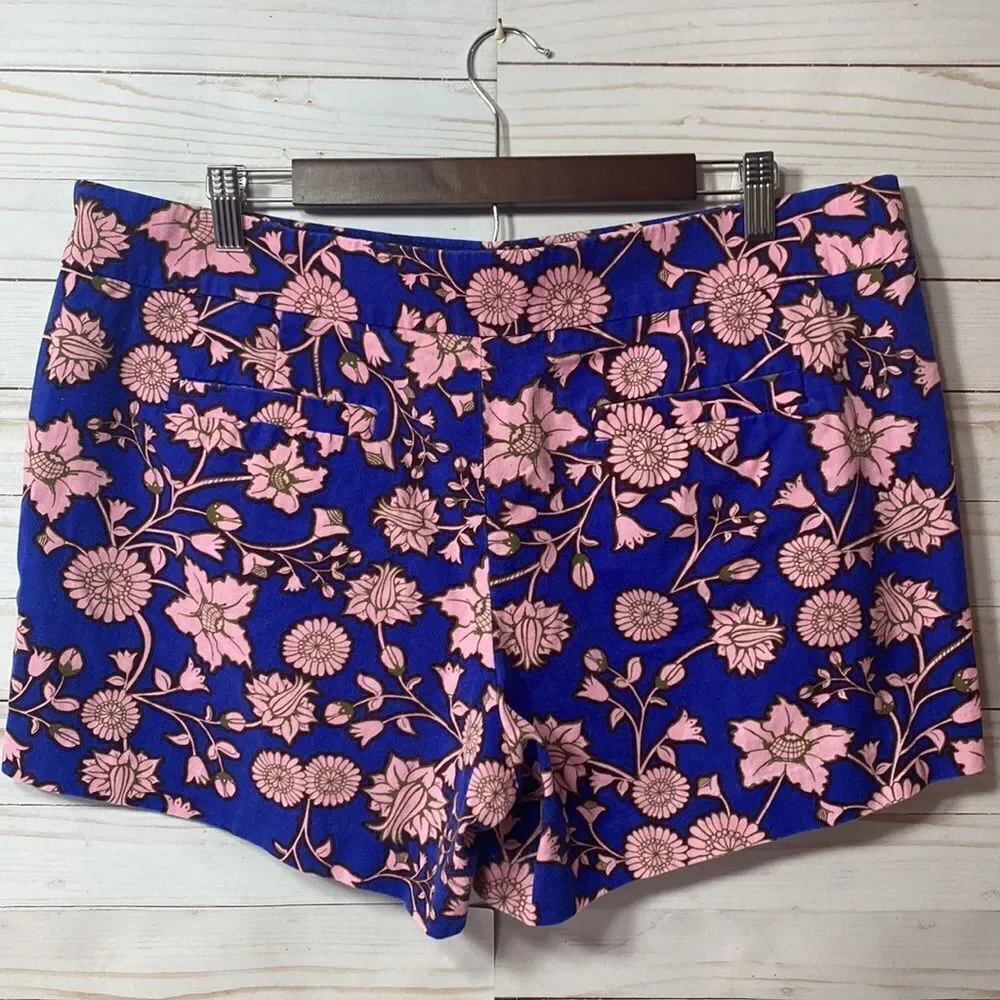 J Crew City Fit Floral Print Blue Pink Chino Shorts